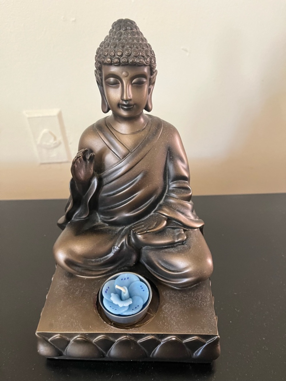 Bronze Buddha Statue Tealight Holder - Meditation Decor